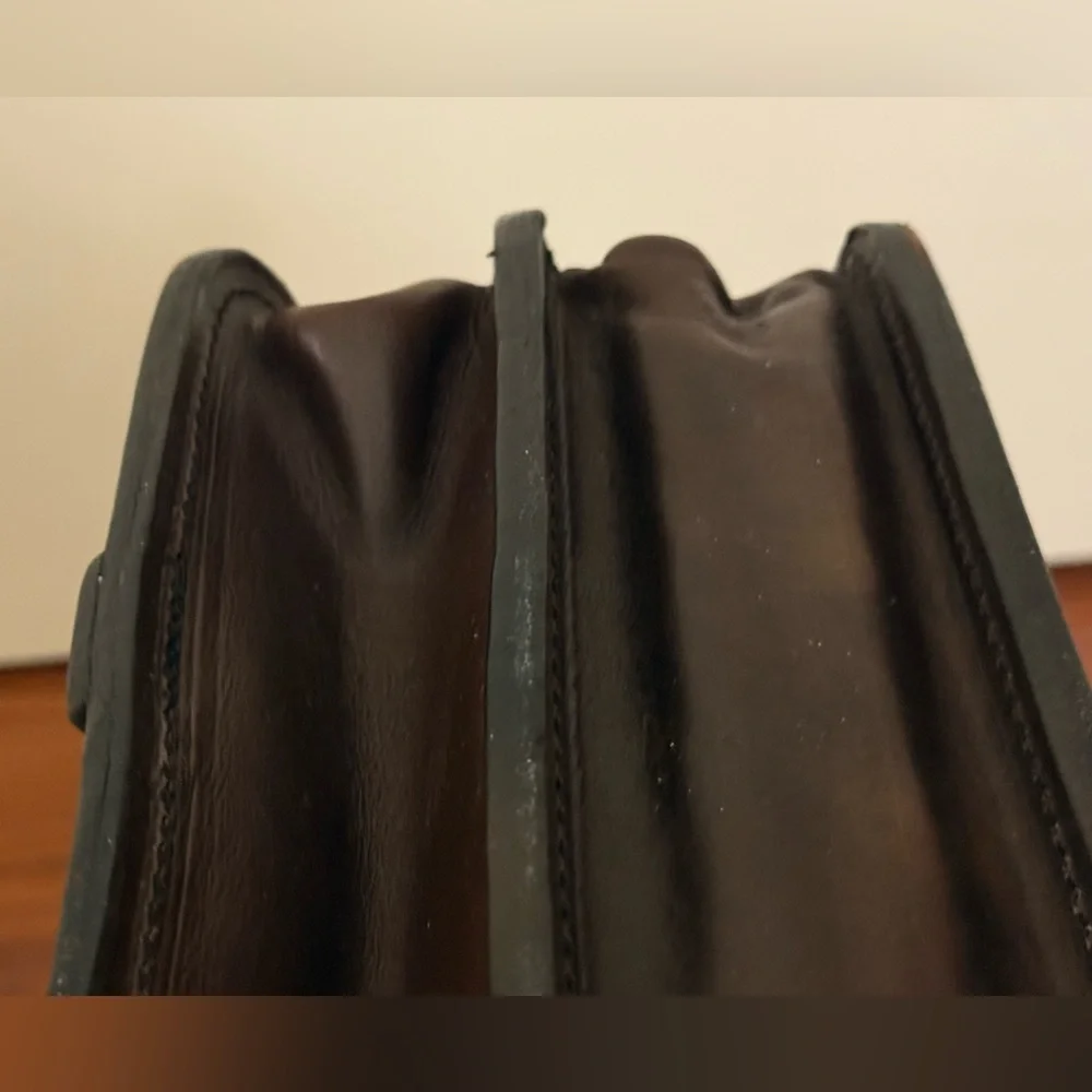 C C Filson Co Seattle Leather Brown Bridle Briefcase with strap.
